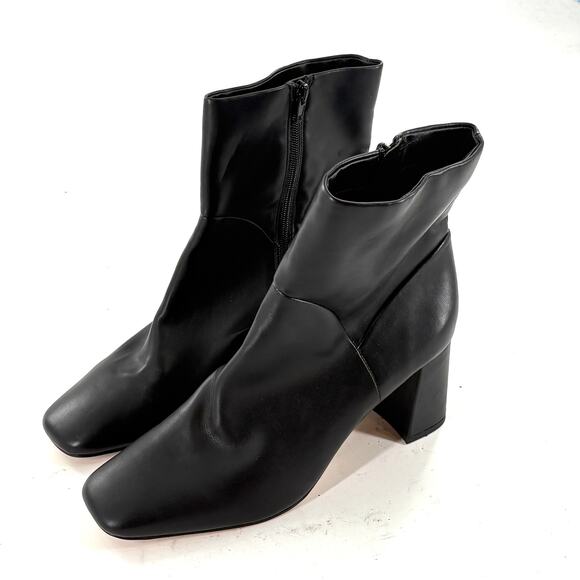 Nordstrom Naja Ankle Boots 11 Black NWOT Booties Heel Vegan Leather Zip Capsule - Picture 5 of 7